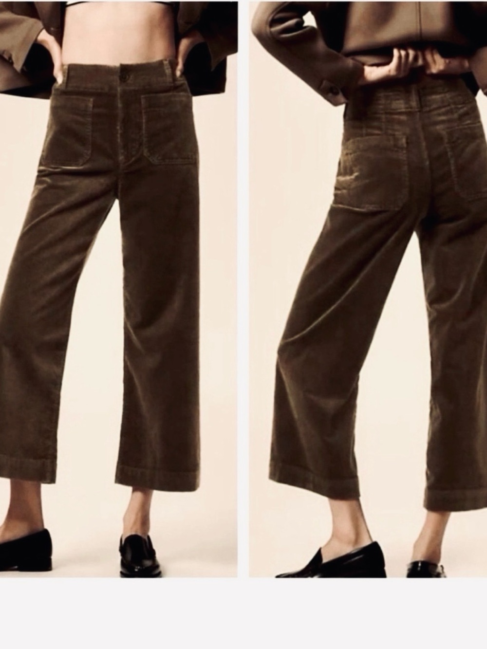 Maeve The Colette Corduroy Pants cropped 25 high rise sailor wide leg brown
